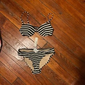 NWT J Crew Striped Bikini 34A / S - Navy & White
